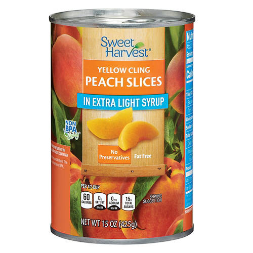 Sweet Harvest Yellow Cling Peach Slices in Extra Light Syrup, 14.75 oz